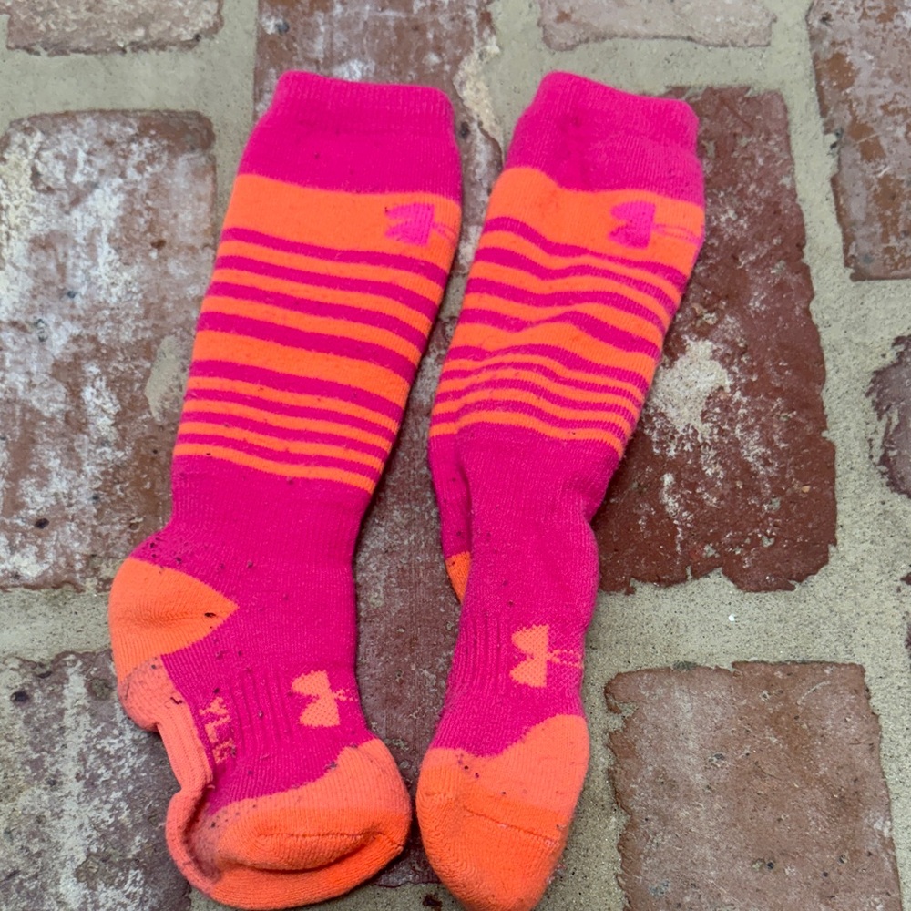 Under Armour Pink and Orange Kids Ski Socks